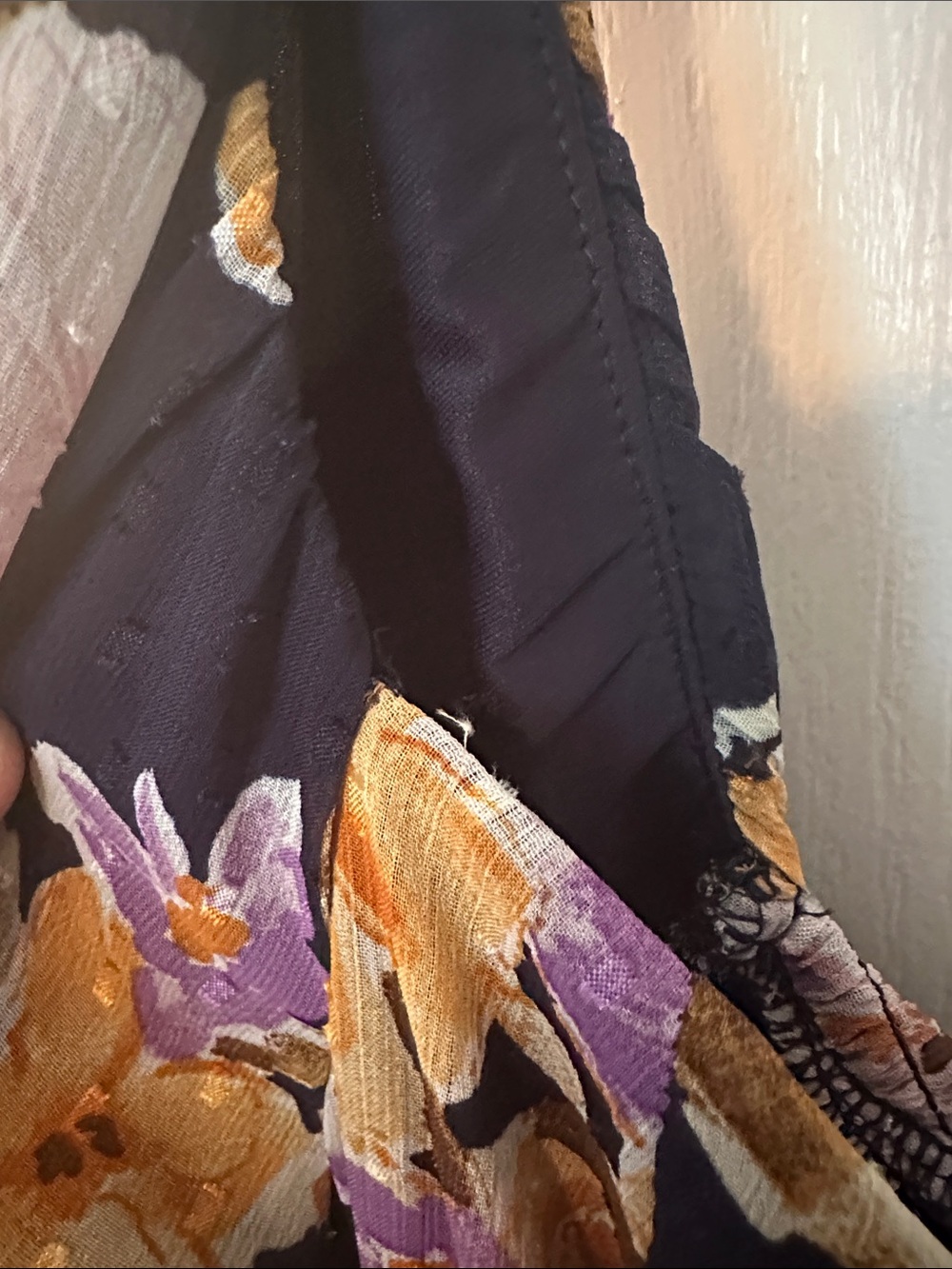 Lush Navy & Orange Women’s Cottagecore Floral Puff-Sleeve Tiered Maxi Dress Sz M - Picture 5 of 11